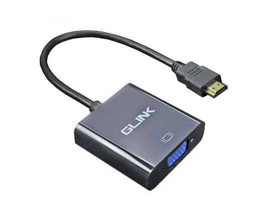 GLINK GL-001 HDMI to VGA Converter with 3.5mm Audio | Full HD 1080P HDMI to VGA Adapter for Monitor, Projector & TV