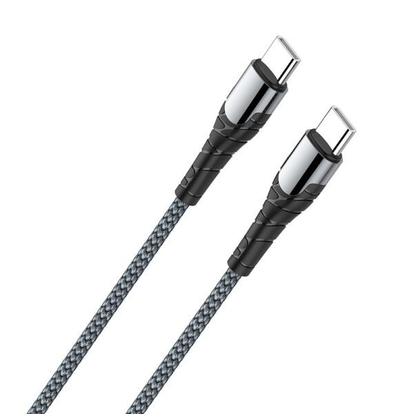 65W USB-C to USB-C Fast Charging Cable 2M Braided PD Data Cable | Super Fast Type-C Charger Cable - Grey