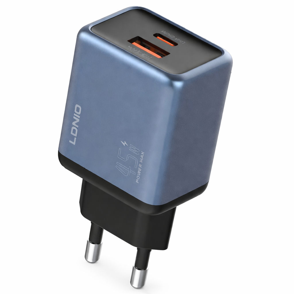 LDNIO Q12 45W Dual Port Fast Wall Charger | USB-C PD & USB-A QC3.0 Fast Charging Adapter