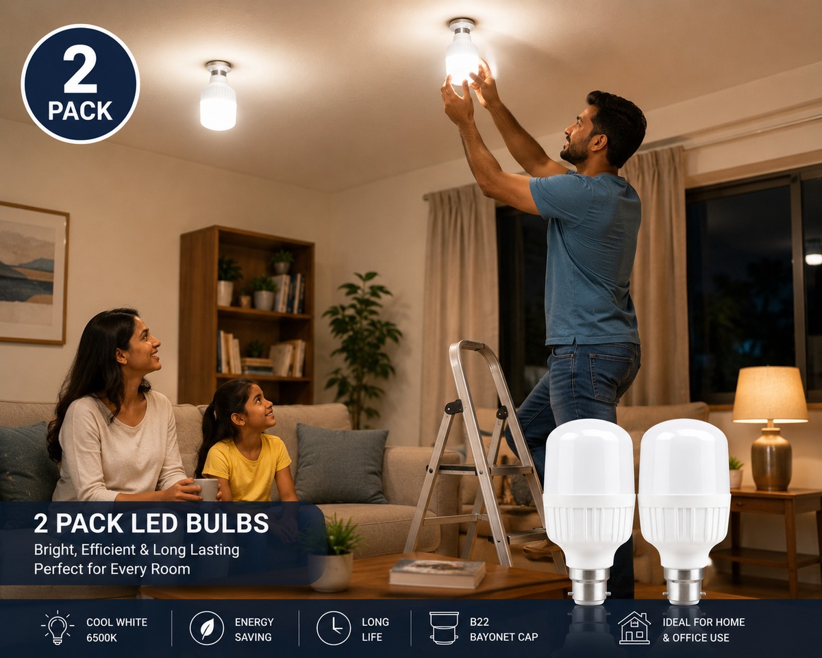 FineBlue 40W LED B22 Cool White Light Bulbs – Energy Saving Bright LED Lamp | Bayonet Cap | 2 Pack