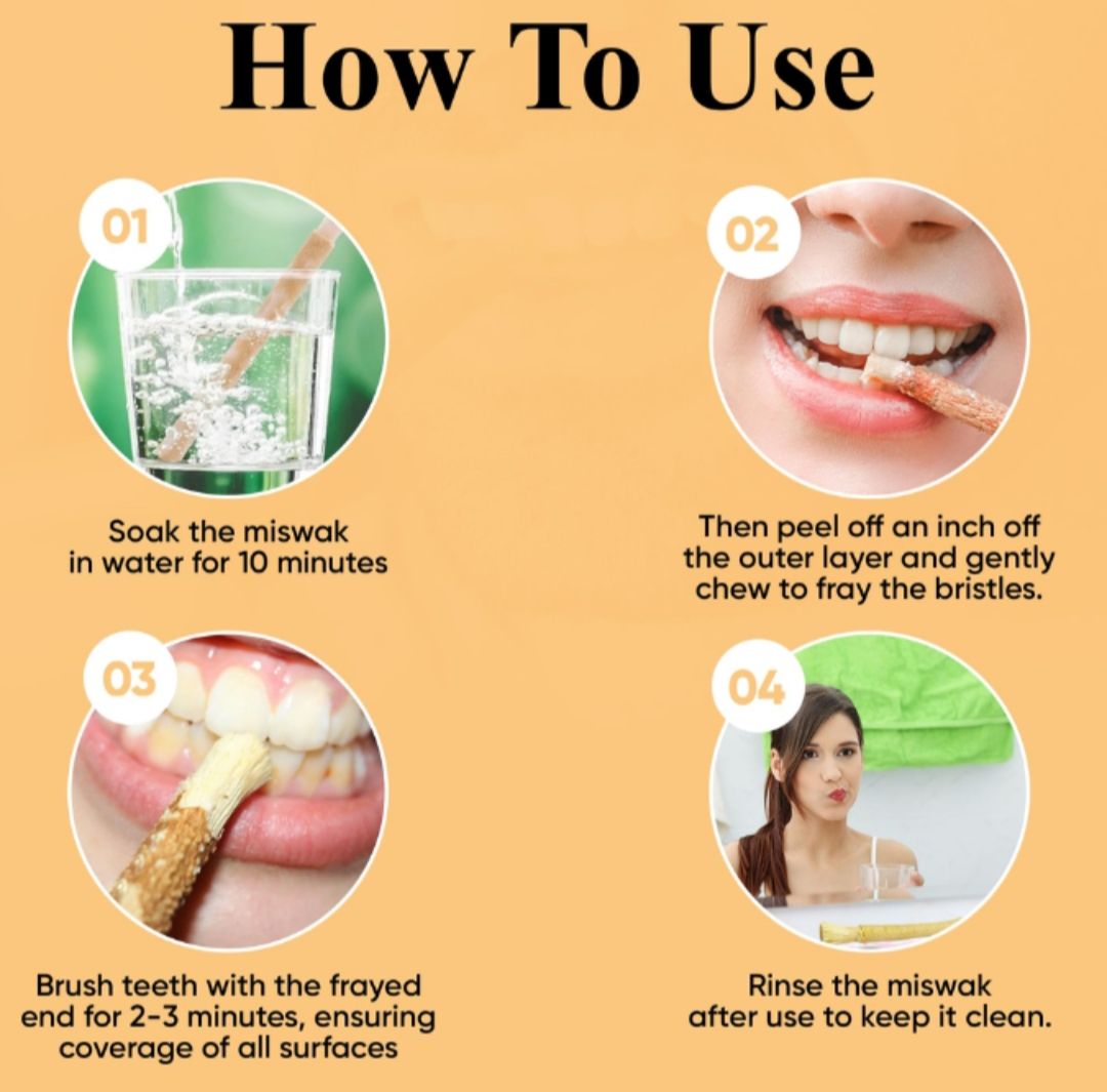 Al Khair Miswak Natural Toothbrush 8 Inch | Premium Arak Miswak Stick | Herbal Dental Care Stick