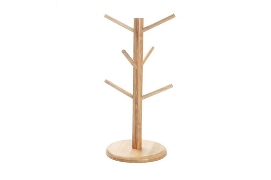 Wooden Tree Mug Holder Rack for 6 Cups - Countertop Coffee Mug Stand Organizer for Kitchen & Dining Table