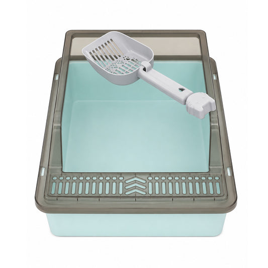 Enclosed Cat Litter Box with Scoop – Covered Kitty Toilet & Cat Litter Tray, Blue