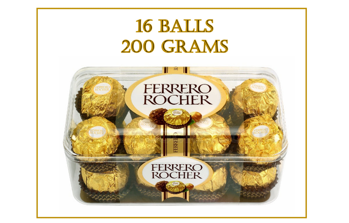 Ferrero Rocher Premium Chocolate Gift Box 16 Pieces (200g) | Hazelnut Milk Chocolate Pralines