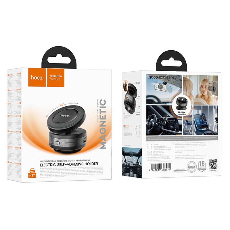 HOCO H87 Dragon Electric Vacuum Magnetic Car Phone Holder – 360° Rotating Suction Cup Mount