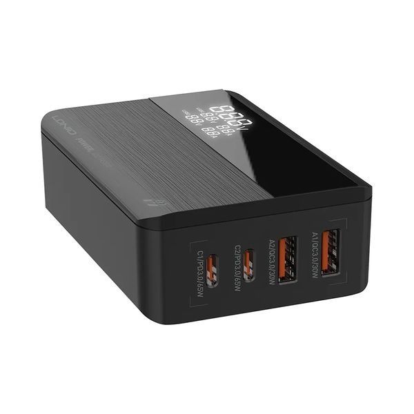 LDNIO 65W PD Desktop Fast Charger with LED Display – 2 USB-C PD + 2 USB-A QC 3.0 Multi-Port Charging Station