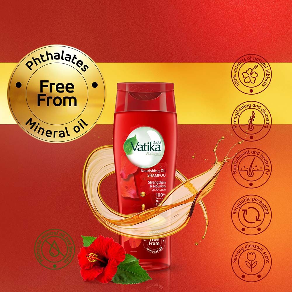 Vatika Naturals Hibiscus Nourishing Oil Shampoo 400ml | Strengthening Shampoo for Weak Hair