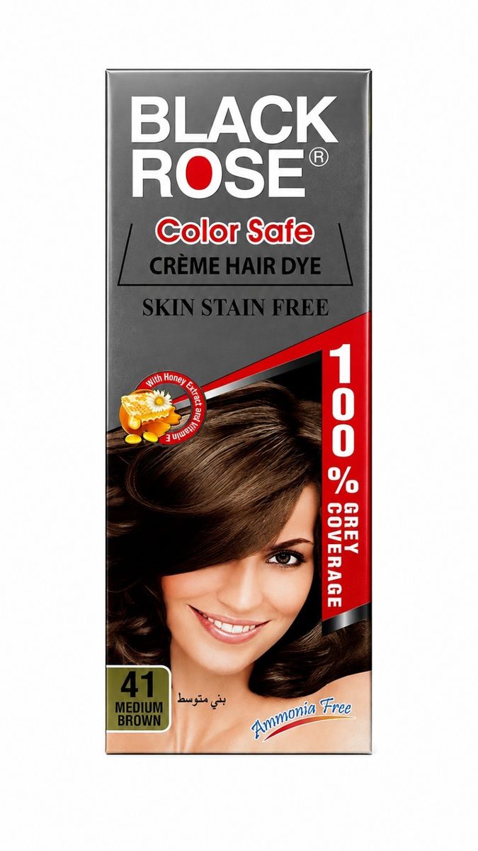 Black Rose Color Safe Crème Hair Dye 45 Black – Permanent Hair Color, 100% Grey Coverage, Ammonia Free