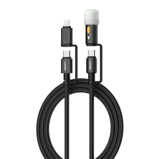 LDNIO LC19 3-in-1 65W Fast Charging Cable 1.2M | USB-C, Lightning & Micro USB LED Charging Cord