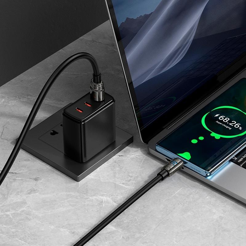 HOCO U143 USB-A to USB-C 5A Fast Charging Cable 1.2M | High-Speed Data Sync Cable – Black