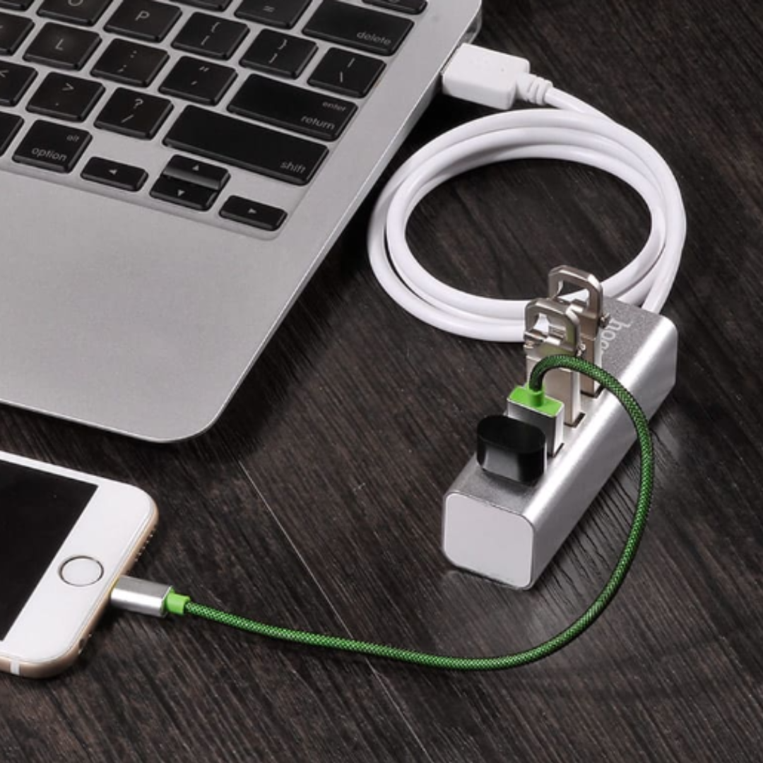 Hoco 4-Port USB 2.0 Hub Adapter | High-Speed USB Splitter for Laptop, PC & Mac