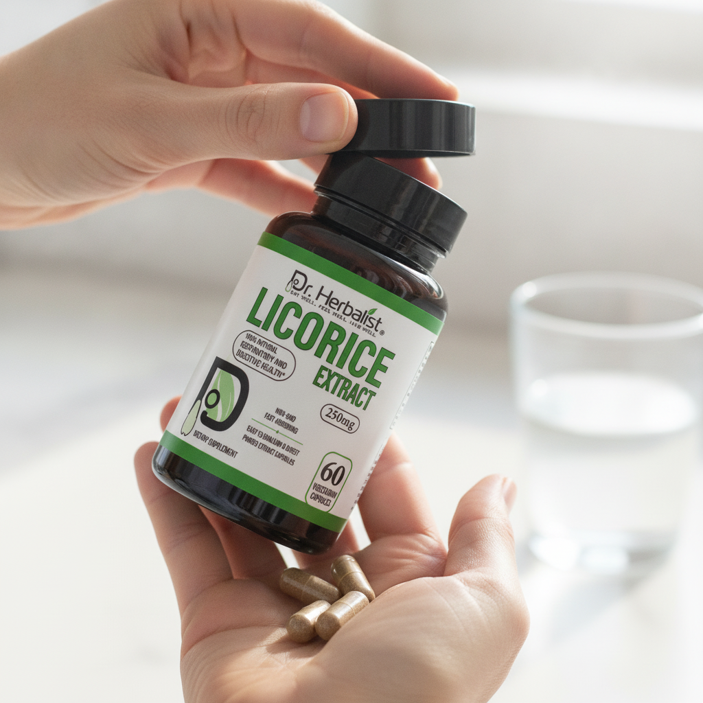 Dr. Herbalist Licorice Extract 250mg – 60 Vegetarian Capsules | Herbal Dietary Supplement