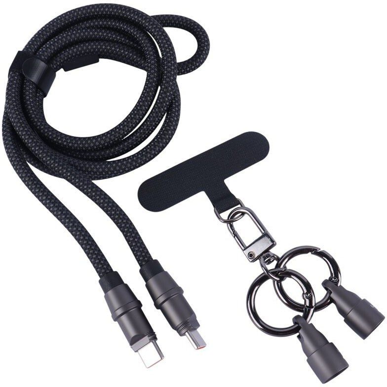 LDNIO LC22C 65W USB-C to USB-C Fast Charging Cable with Phone Lanyard Strap | 30cm Nylon Braided PD Data Cable