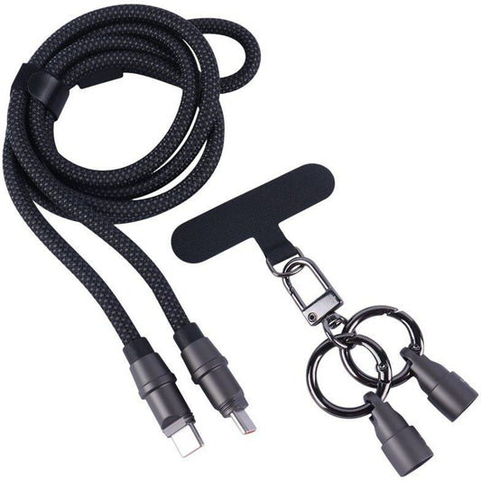 LDNIO LC22C 65W USB-C to USB-C Fast Charging Cable with Phone Lanyard Strap | 30cm Nylon Braided PD Data Cable