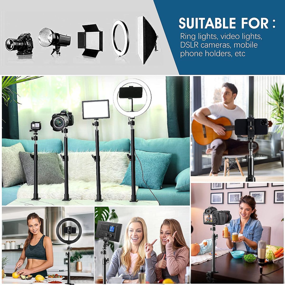 Jmary MT-49 1M Table Mount Stand for Cameras & Ring Lights