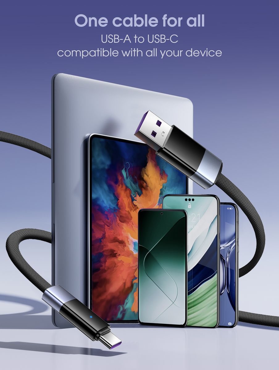 LDNIO LS241Q USB-C to USB-C 100W Fast Charging Cable 1M | PD Fast Charge & 480Mbps Data Sync Nylon Braided Cord