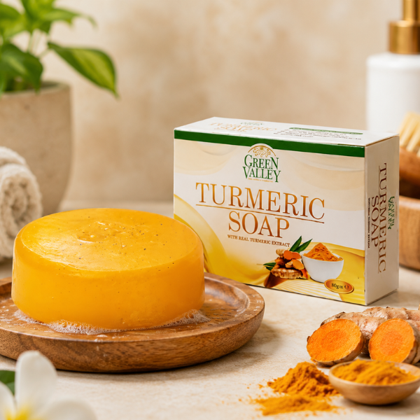 Green Valley Turmeric Soap with Real Turmeric Extract 80g | Natural Herbal Soap for Healthy & Glowing Skin