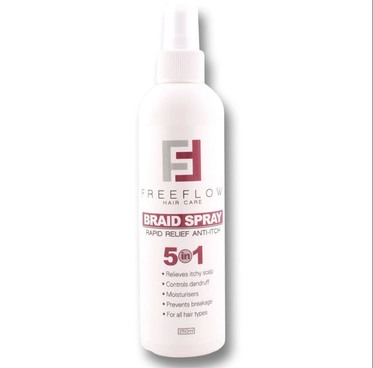 Free Flow 5-in-1 Braid Spray 250ml | Moisturizing Anti-Itch Scalp & Hair Care Spray