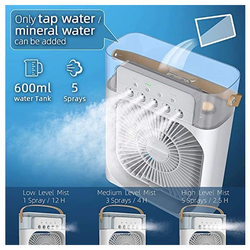 Mini Personal Air Cooler Fan with Portable Handle - Compact Desktop Cooling Fan