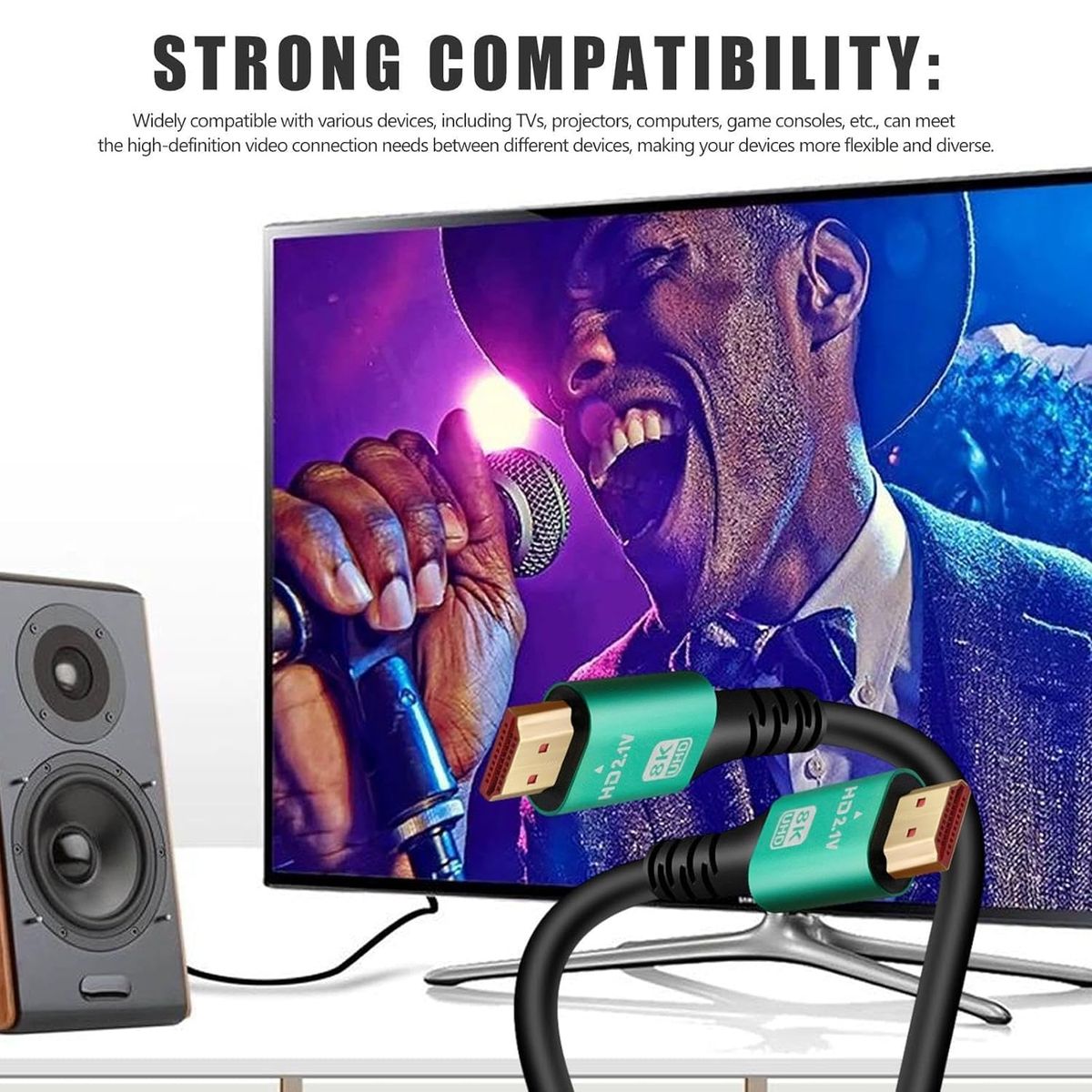 HDMI 2.1 Cable 1.8M 8K Ultra HD High-Speed HDMI Cable | 4K 120Hz, 8K 60Hz, eARC & HDR Compatible | Black