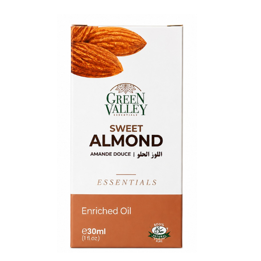 Green Valley Essentials Sweet Almond Enriched Oil 30ml – Natural Hair & Skin Care