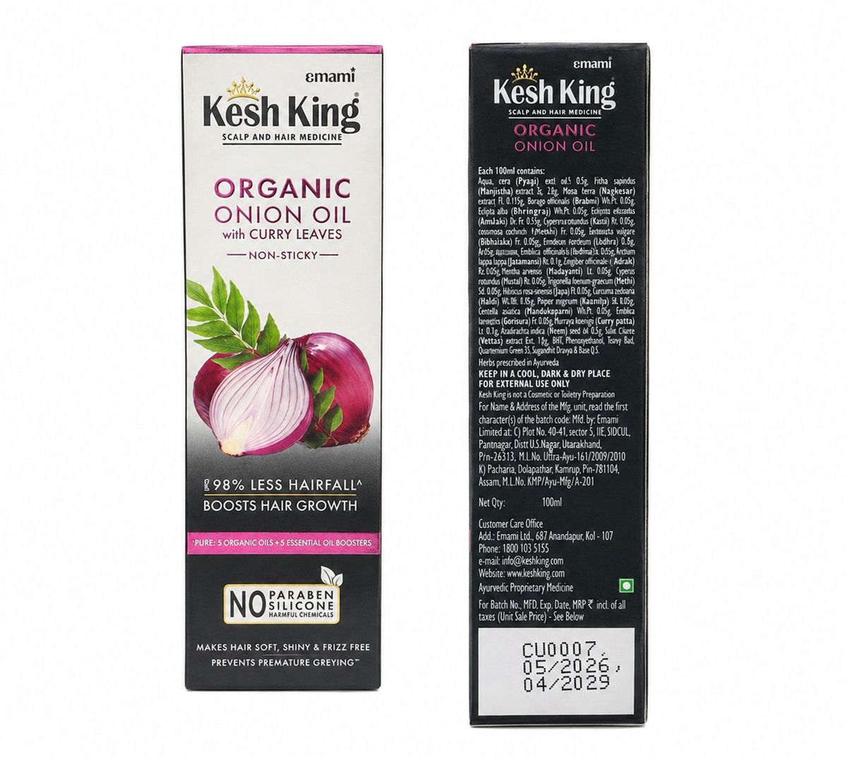 Kesh King Organic Onion Hair Oil with Curry Leaves 100ml