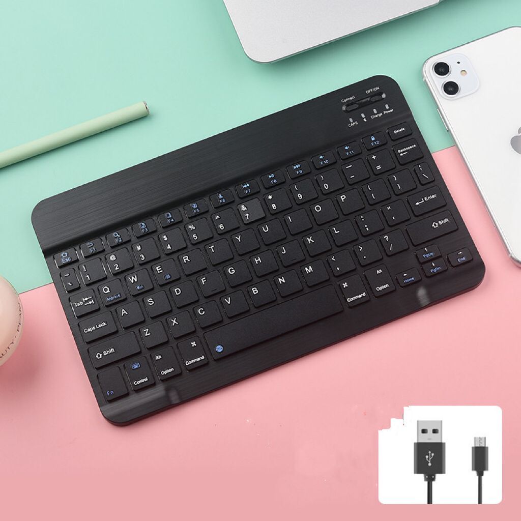 Portable Bluetooth Wireless Keyboard with Touchpad for iPad, Android Tablets, Windows PC, Smart TV & Smartphones – Rechargeable Mini Keyboard