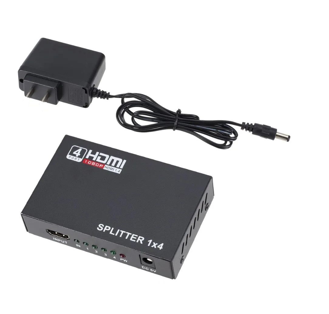 HDMI Splitter 1 In 4 Out 1080P Full HD | HDMI 1x4 Distribution Amplifier for TV, Monitor & Projector | Plug & Play