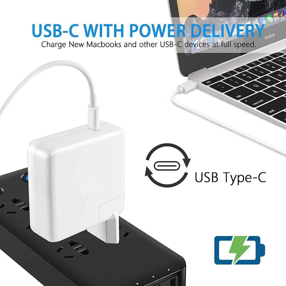 87W USB-C Charger for MacBook Pro | USB-C Fast Charging Power Adapter with 2M USB-C to USB-C Cable