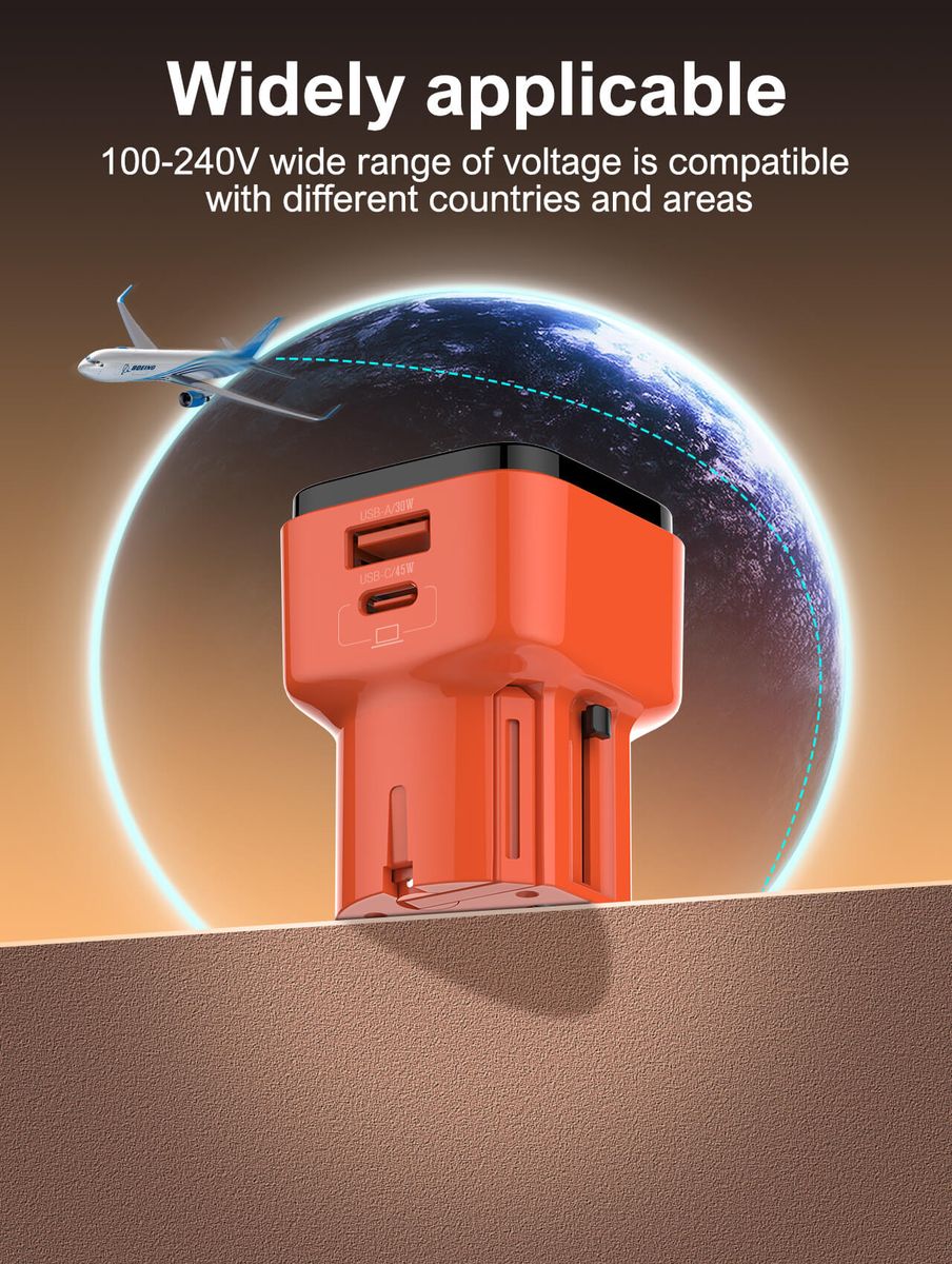 LDNIO Q2420 45W Universal Travel Fast Charger with USB-C & USB-A | EU/US/UK/AU Plug + USB to USB-C Cable (1M)