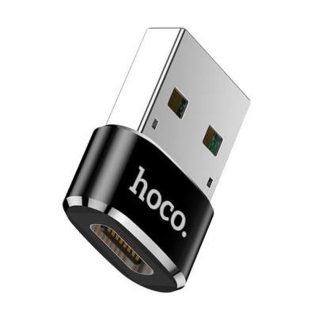 HOCO UA6 USB-A Male to USB-C Female Adapter | USB 2.0 Charging & Data Transfer Converter for Type-C Devices