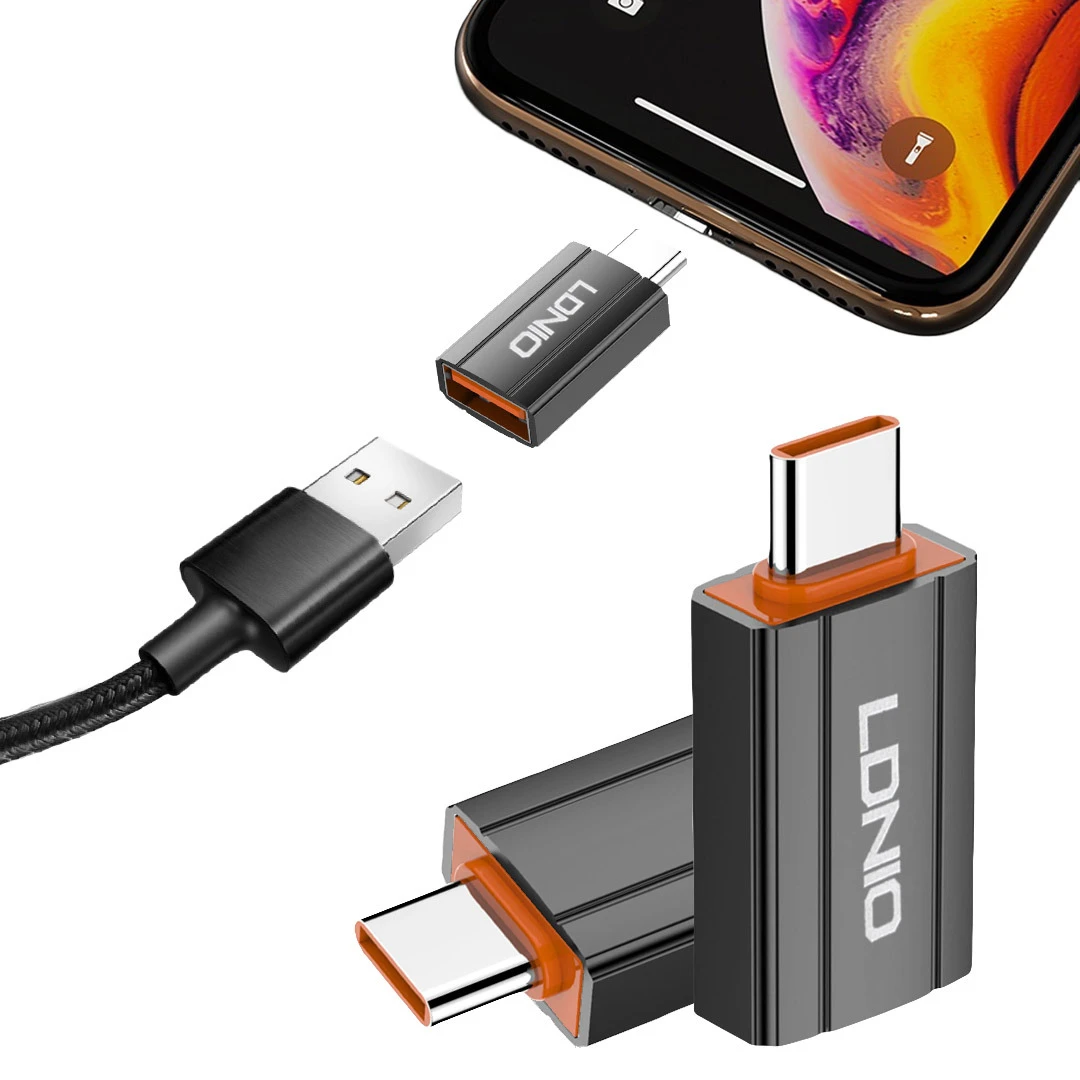 LDNIO LC140 USB-C Male to USB-A Female OTG Adapter | USB 3.0 High-Speed 5Gbps Data Transfer & Fast Charging | Type-C to USB Converter for Android, Laptop, MacBook & Tablet