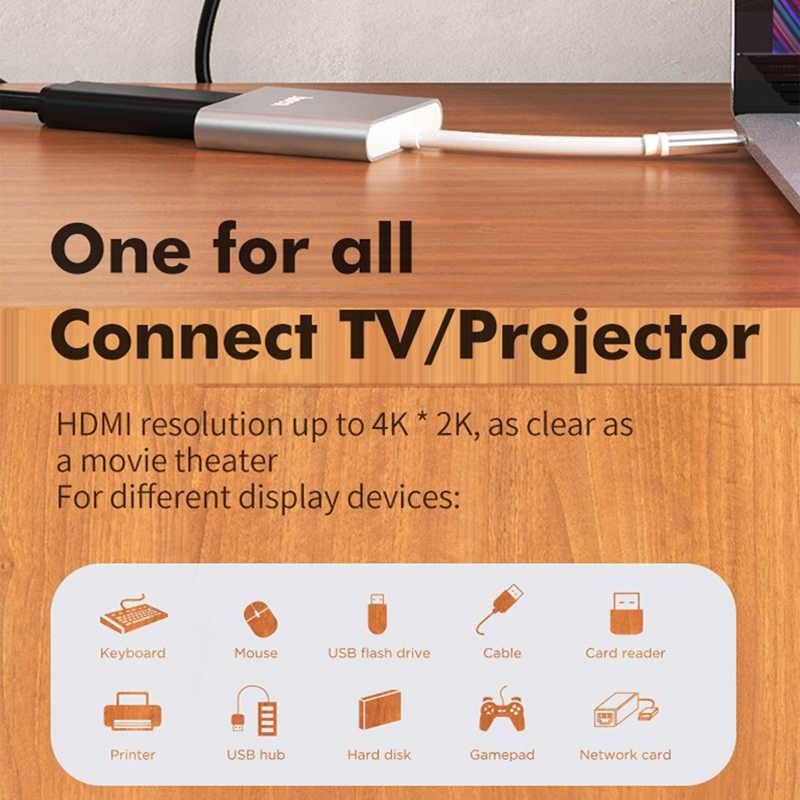 HOCO HB14 3-in-1 USB-C Hub Adapter | USB 3.0, 4K HDMI & USB-C PD Fast Charging Converter for MacBook, Laptop & Smartphones