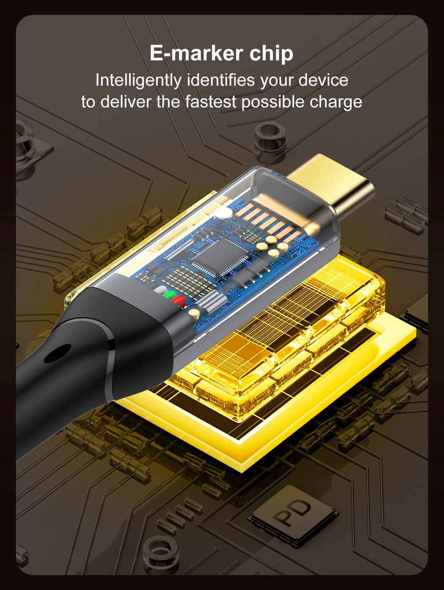 LDNIO TC-10C 240W USB-C to USB-C Fast Charging Cable | 40Gbps Data Transfer, 8K Video, PD 3.1 (0.5M)