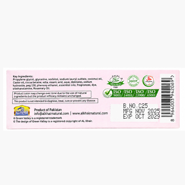 Green Valley Rosemary Glycerine Transparent Soap Bar 90g – Herbal Bath & Body Soap