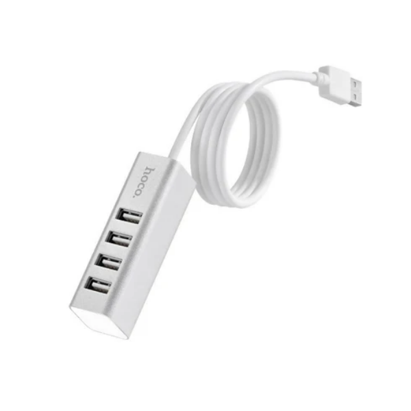 Hoco 4-Port USB 2.0 Hub Adapter | High-Speed USB Splitter for Laptop, PC & Mac