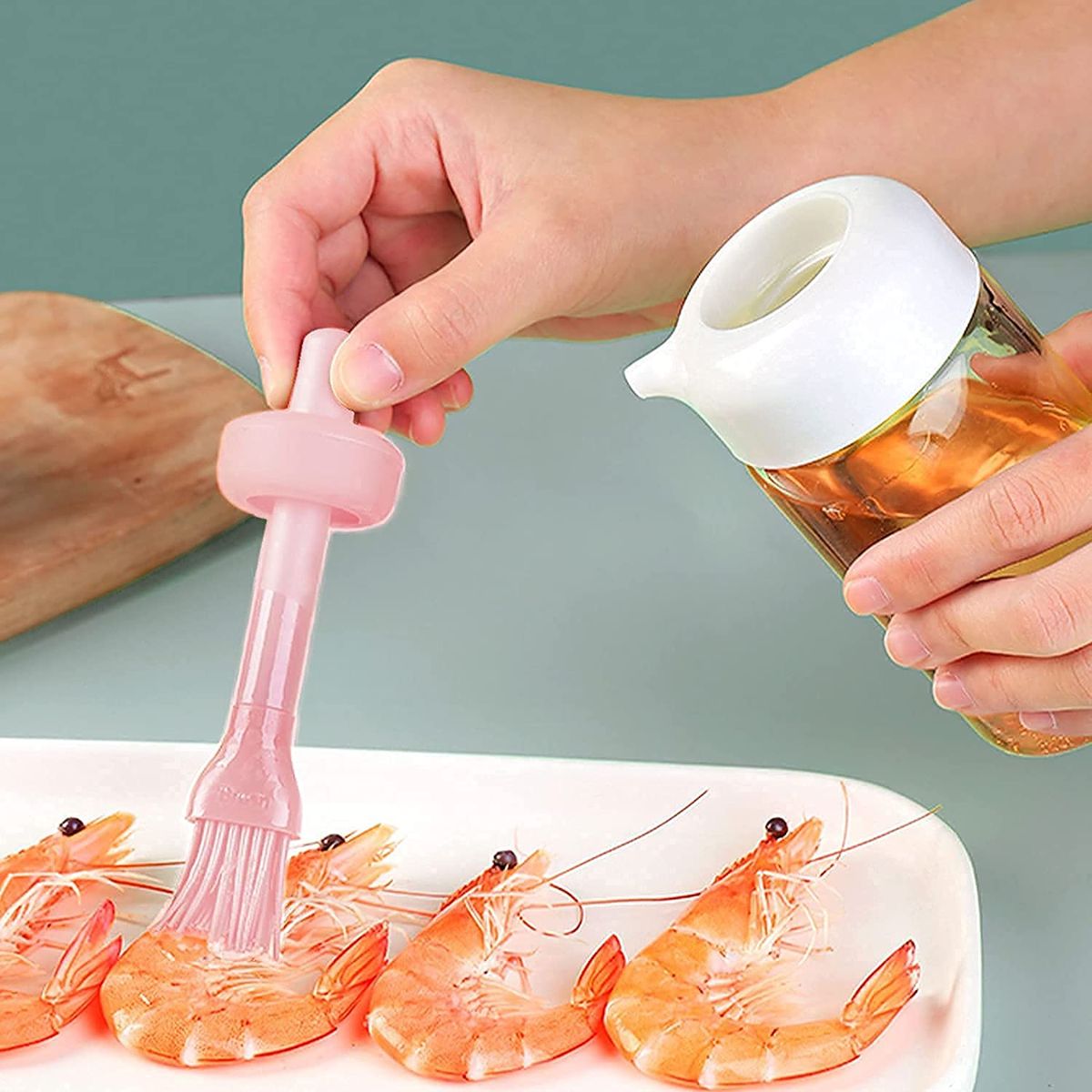 230ml Glass Oil Dispenser Bottle with Silicone Basting Brush | Leakproof Cooking Oil Bottle for BBQ & Baking