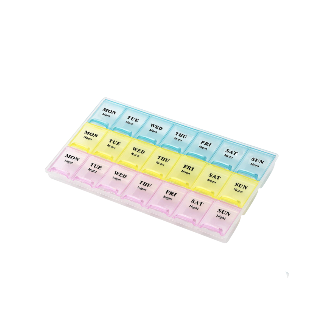 Weekly Pill Organizer Box – 7 Day Medicine Storage Case with 3 Daily Compartments (Morning, Noon & Night)