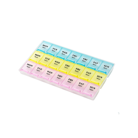Weekly Pill Organizer Box – 7 Day Medicine Storage Case with 3 Daily Compartments (Morning, Noon & Night)