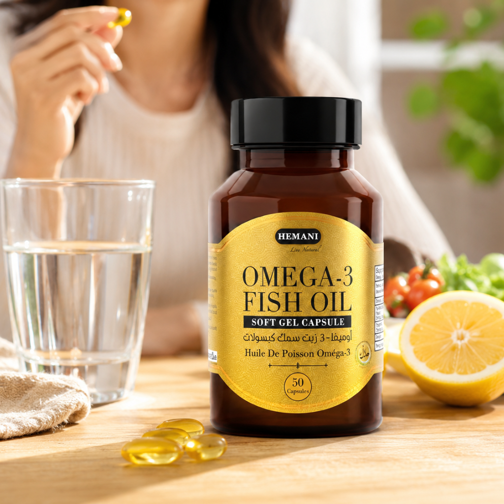 Hemani Omega-3 Fish Oil Soft Gel Capsules 50 Count | Daily Omega-3 Supplement for Heart, Brain & Joint Wellness