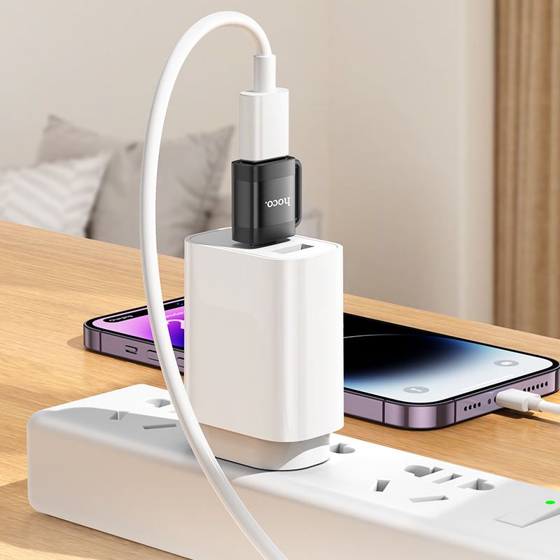 HOCO UA31C USB-C Male to USB-A Female OTG Adapter | USB 3.0 5Gbps Fast Data Transfer & Charging Converter | Type-C OTG Adapter for Laptop, MacBook, Tablet & Android Phone