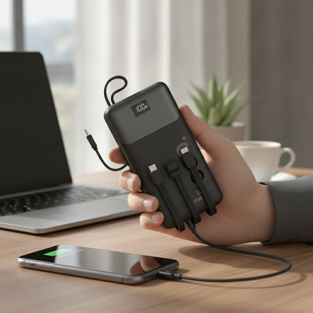 Hoco J156B 30000mAh Power Bank 22.5W Fast Charging with 4 Built-In Cables