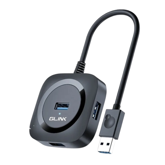 GLINK GL-U02 USB 3.0 4-Port Hub | 5Gbps High-Speed Data Splitter Adapter with 1.2m Cable for Laptop, PC, Mac & USB Devices