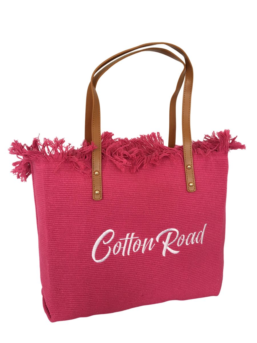 Cotton Road 15L Pure Cotton Tapestry Beach Bag - Black Large Shoulder Tote