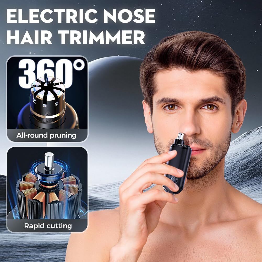 Smart Electric Nose & Ear Hair Trimmer with LED Digital Display - Rechargeable Precision Grooming Tool for Men & Women
