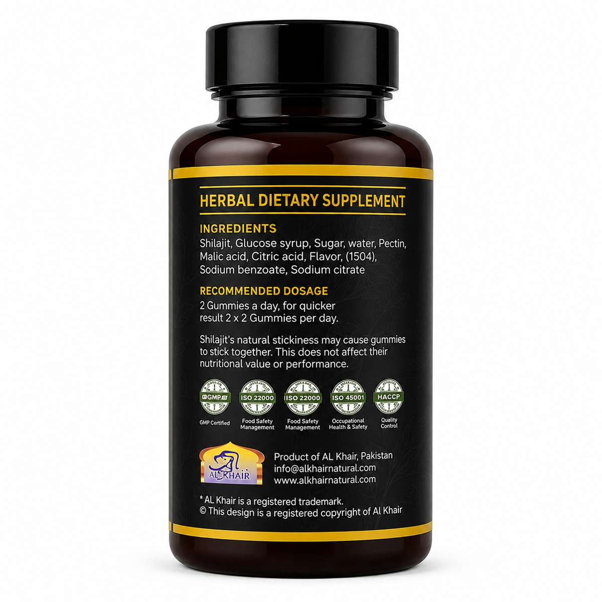 AL Khair Shilajit Gummies 60 Count | Vegan Herbal Gummies with Himalayan Shilajit Extract