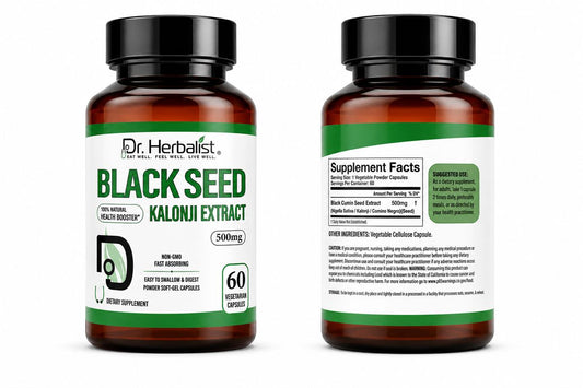 Dr. Herbalist Black Seed Kalonji Extract 500mg – 60 Vegetarian Capsules | Nigella Sativa Supplement