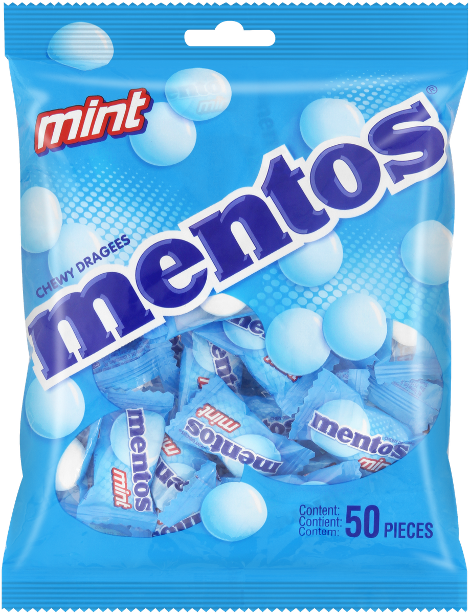 Mentos Mint Flavour Chewy Dragees Candy Mono Bag – 50 Pieces | Individually Wrapped Mint Chewy Candy
