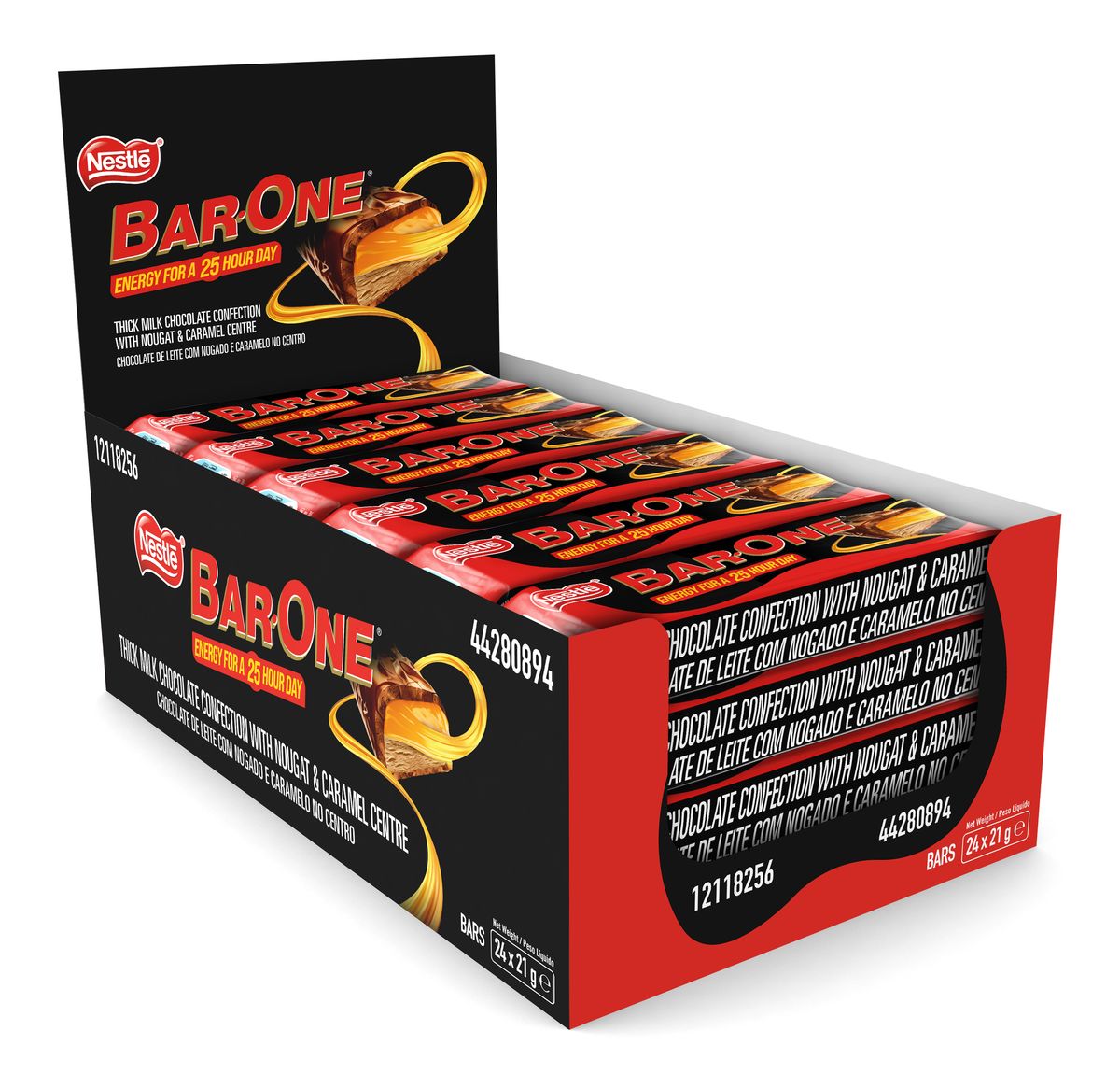 Nestle Bar One Mini Chocolate Bars 24 x 21g Display Box | Nougat & Caramel