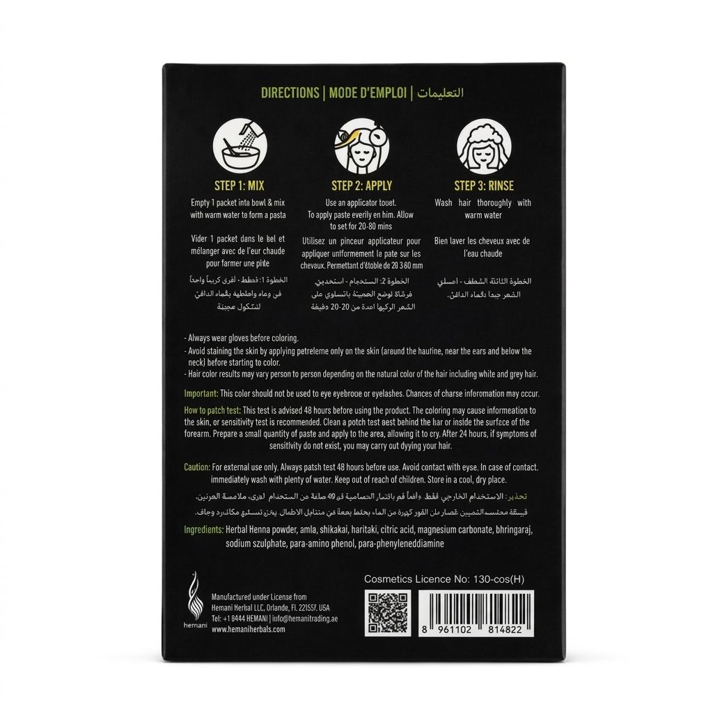 Hemani Black Henna Hair Colour 60g – Ammonia-Free Herbal Hair Dye with Amla